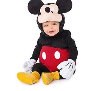 NEW! Disney Store Baby Mickey Mouse Plush Costume Squeaky Nose Gloves 12-18 M